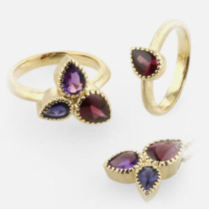 Colour Gemset rings and pendants designed by Prism Jewellery Design
