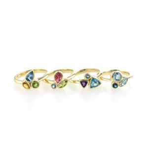18ct gold and gem set rings, stud and drop earrings & pendants